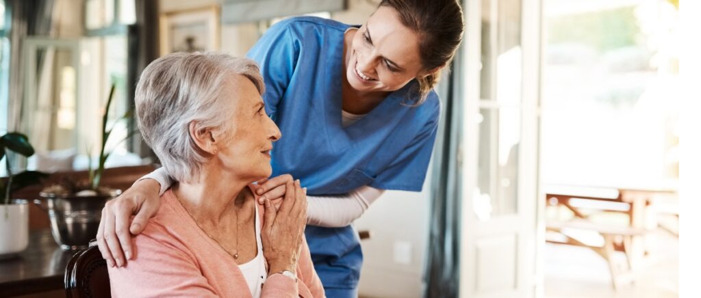 senior lady in assisted living facility