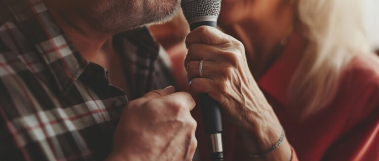 Elderly Couple Singing Together