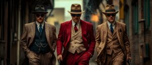 Famous mobsters walking down the street