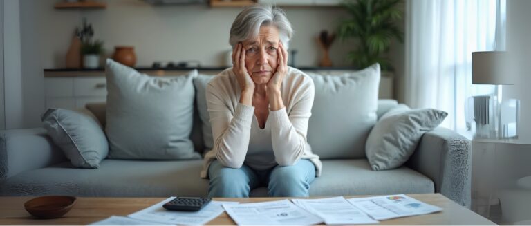 Senior woman worried about her social security funds