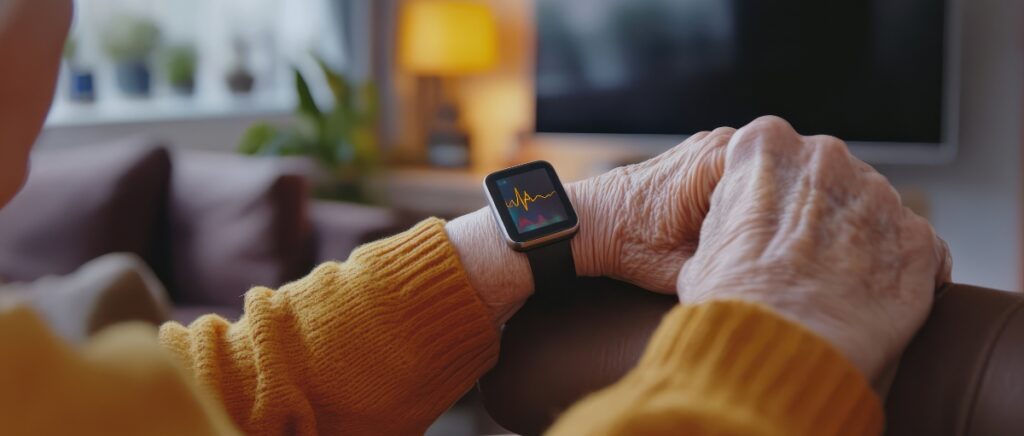 Elderly Person Using Smartwatch