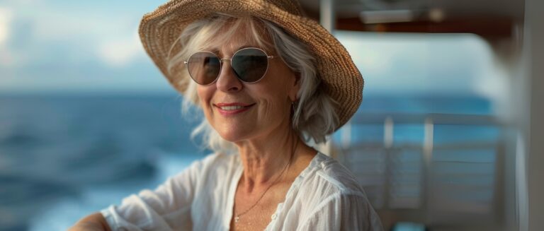 Single woman in her 50s enjoying a cruise