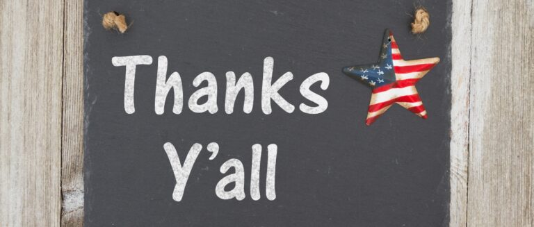 A rustic southern patriotic thank you message